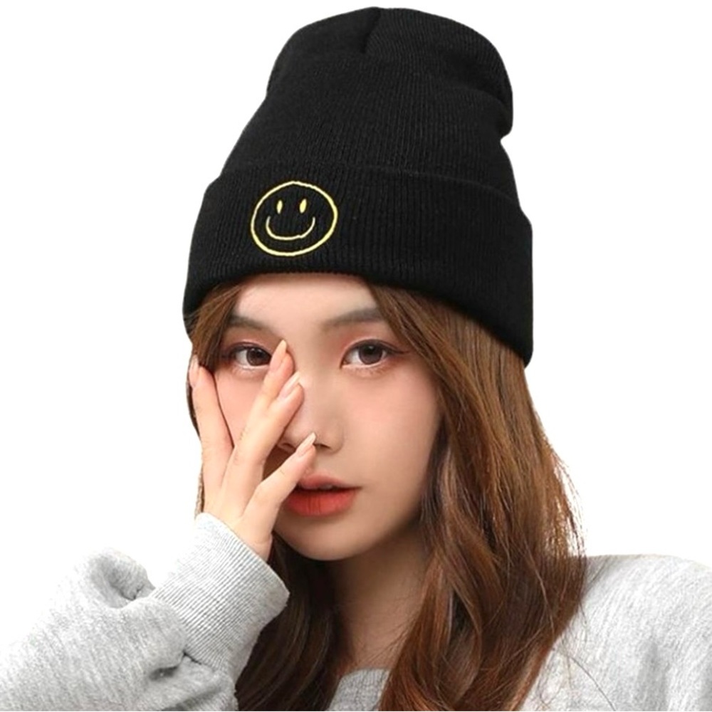 Unisex Smiley  Face Knit Beanie - Picture 3 of 4